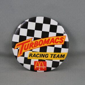 1980s Mc Donald's Staff Pin - - Turbomacs - Little Race Car Toys - Race Team !!